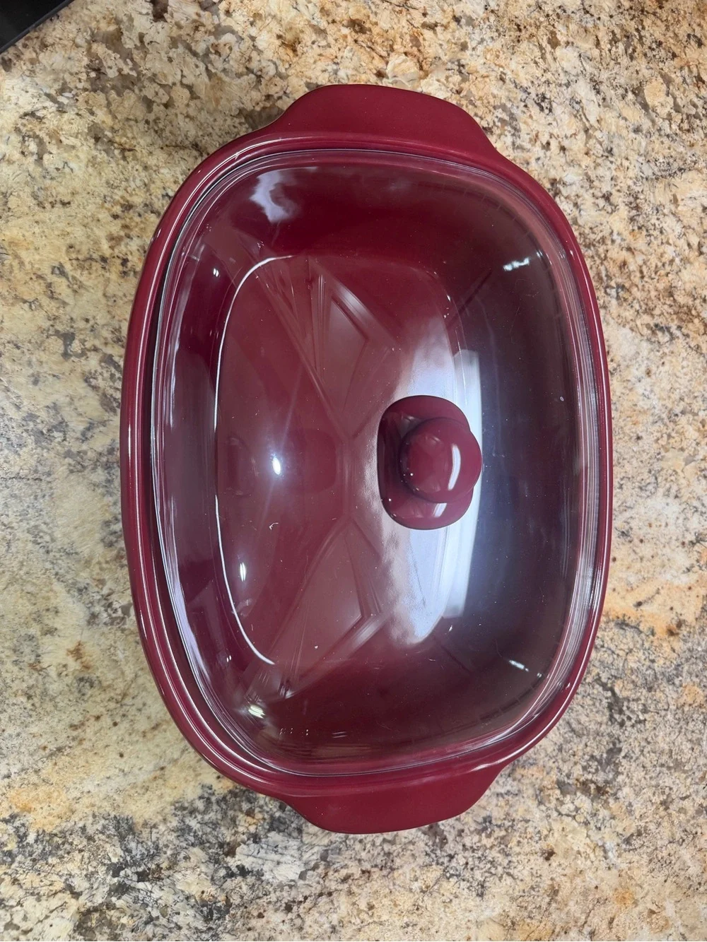 Glossy Cherry Red Ceramic Casserole with Glass Lid